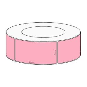 40x85mm Pink Direct Thermal Permanent Label, 1700 per roll, 76mm core