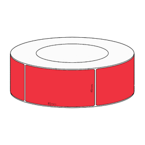 40x85mm Red Direct Thermal Permanent Label, 1700 per roll, 76mm core