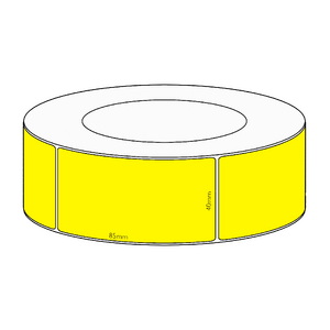 40x85mm Yellow Direct Thermal Permanent Label, 1700 per roll, 76mm core