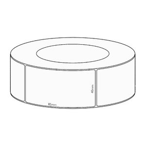 40x85mm Direct Thermal Permanent Label, 1700 per roll, 76mm core