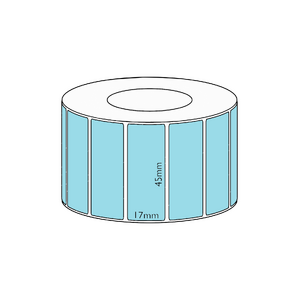 45x17mm Blue Direct Thermal Permanent Label, 2500 per roll, 38mm core