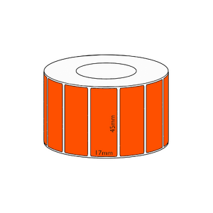 45x17mm Orange Direct Thermal Permanent Label, 2500 per roll, 38mm core