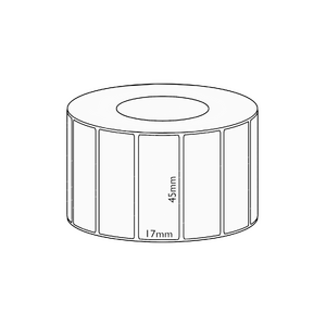 45x17mm Direct Thermal Permanent Label, 2500 per roll, 38mm core