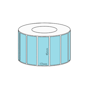 45x17mm Blue Direct Thermal Permanent Label, 7500 per roll, 76mm core