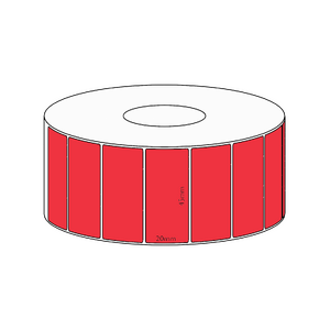 45x20mm Red Direct Thermal Permanent Label, 2150 per roll, 38mm core