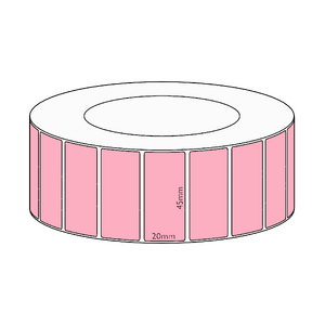 45x20mm Pink Direct Thermal Permanent Label, 6500 per roll, 76mm core