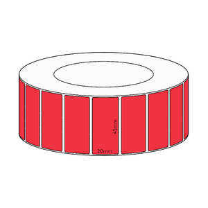 45x20mm Red Direct Thermal Permanent Label, 6500 per roll, 76mm core