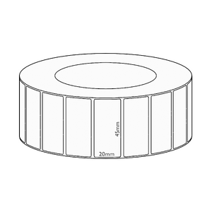 45x20mm Direct Thermal Permanent Label, 6500 per roll, 76mm core