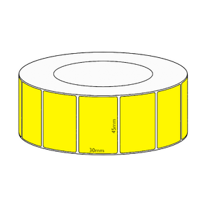 45x30mm Yellow Direct Thermal Permanent Label, 4550 per roll, 76mm core