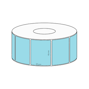 45x35mm Blue Direct Thermal Permanent Label, 1300 per roll, 38mm core