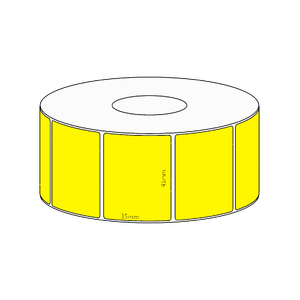 45x35mm Yellow Direct Thermal Permanent Label, 1300 per roll, 38mm core