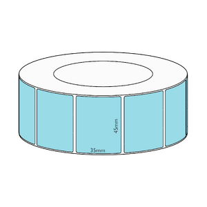 45x35mm Blue Direct Thermal Permanent Label, 3950 per roll, 76mm core
