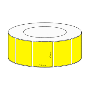 45x35mm Yellow Direct Thermal Permanent Label, 3950 per roll, 76mm core