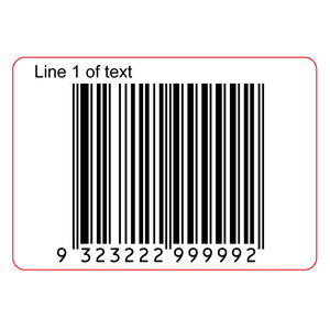 45x35mm EAN13 GS1 Permanent Product Barcode Label with 1 Line Text
