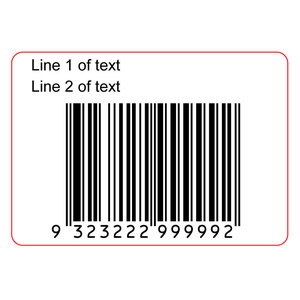 45x35mm EAN13 GS1 Permanent Product Barcode Label with 2 Line Text