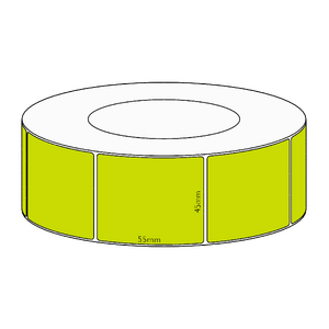 45x55mm Green Direct Thermal Permanent Label, 2600 per roll, 76mm core