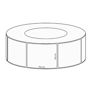 45x55mm Direct Thermal Permanent Label, 2600 per roll, 76mm core