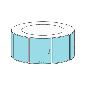 47x40mm Blue Direct Thermal Permanent Label, 3500 per roll, 76mm core