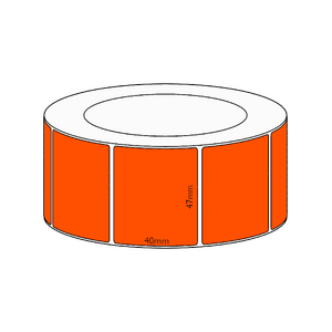 47x40mm Orange Direct Thermal Permanent Label, 3500 per roll, 76mm core