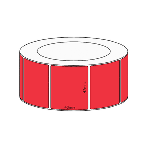 47x40mm Red Direct Thermal Permanent Label, 3500 per roll, 76mm core