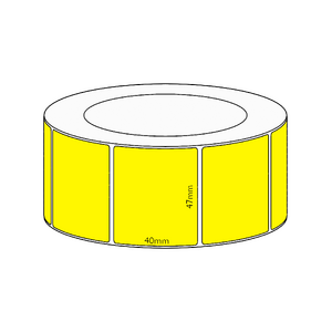 47x40mm Yellow Direct Thermal Permanent Label, 3500 per roll, 76mm core