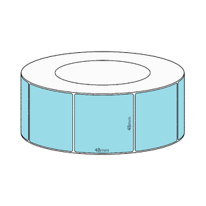 48x48mm Blue Direct Thermal Permanent Label, 2950 per roll, 76mm core