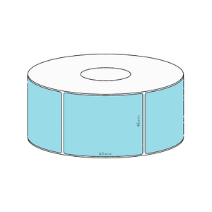 48x63mm Blue Direct Thermal Permanent Label, 750 per roll, 38mm core