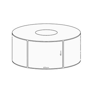 48x63mm Direct Thermal Permanent Label, 750 per roll, 38mm core