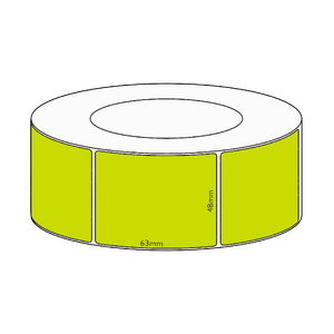 48x63mm Green Direct Thermal Permanent Label, 2250 per roll, 76mm core