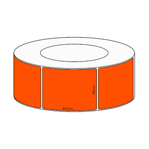 48x63mm Orange Direct Thermal Permanent Label, 2250 per roll, 76mm core