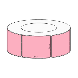 48x63mm Pink Direct Thermal Permanent Label, 2250 per roll, 76mm core