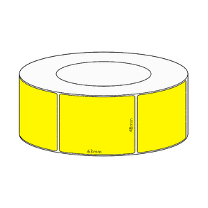 48x63mm Yellow Direct Thermal Permanent Label, 2250 per roll, 76mm core