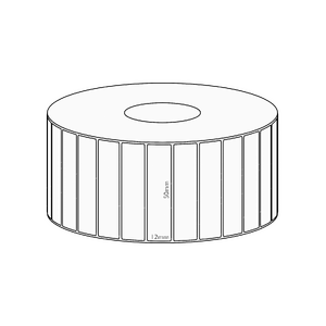 50x12mm Direct Thermal Permanent Label, 3350 per roll, 38mm core