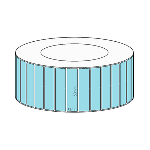 50x12mm Blue Direct Thermal Permanent Label, 10000 per roll, 76mm core