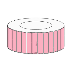 50x12mm Pink Direct Thermal Permanent Label, 10000 per roll, 76mm core