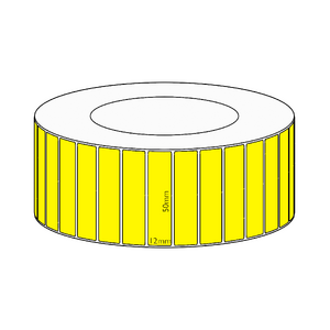 50x12mm Yellow Direct Thermal Permanent Label, 10000 per roll, 76mm core