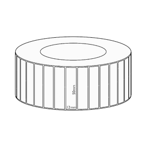 50x12mm Direct Thermal Permanent Label, 10000 per roll, 76mm core