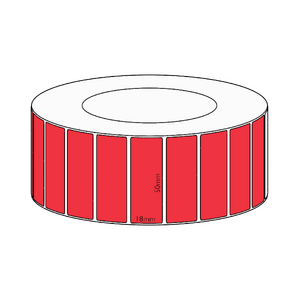50x18mm Red Direct Thermal Permanent Label, 7150 per roll, 76mm core