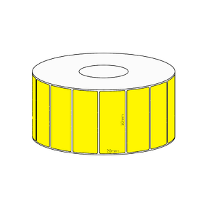 50x20mm Yellow Direct Thermal Permanent Label, 2150 per roll, 38mm core