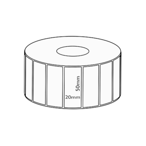 50x20mm Direct Thermal Permanent Label, 2500 per roll, 38mm core