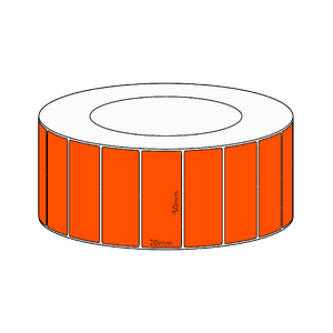 50x20mm Orange Direct Thermal Permanent Label, 6500 per roll, 76mm core
