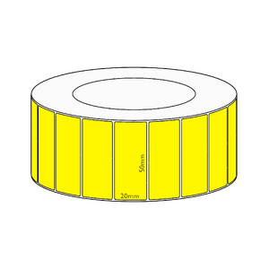 50x20mm Yellow Direct Thermal Permanent Label, 6500 per roll, 76mm core