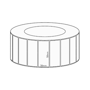 50x20mm Direct Thermal Permanent Label, 6500 per roll, 76mm core