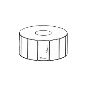 50x25mm Direct Thermal Permanent Label, 2000 per roll, 25mm core, Perforated