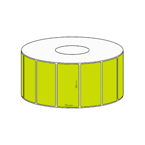 50x25mm Green Direct Thermal Permanent Label, 1800 per roll, 38mm core