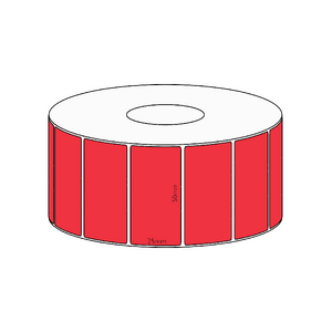 50x25mm Red Direct Thermal Permanent Label, 1800 per roll, 38mm core