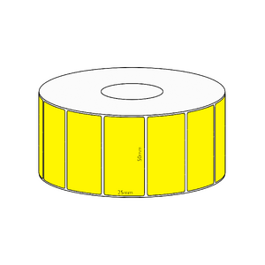 50x25mm Yellow Direct Thermal Permanent Label, 1800 per roll, 38mm core