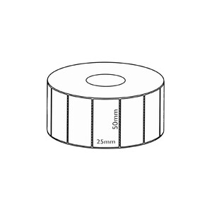 50x25mm Direct Thermal Permanent Label, 2000 per roll, 38mm core, Perforated