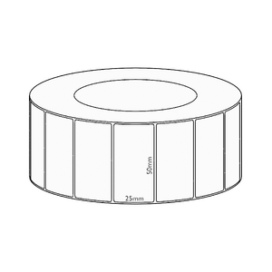 50x25mm Direct Thermal Permanent Label, 5350 per roll, 76mm core