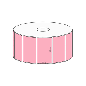 50x28mm Pink Direct Thermal Permanent Label, 1600 per roll, 38mm core